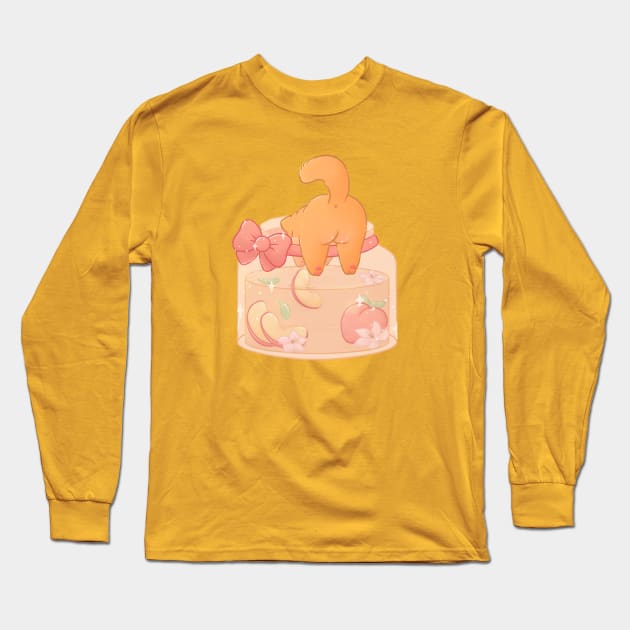 Peach Jam Cat Long Sleeve T-Shirt by LenasScribbles